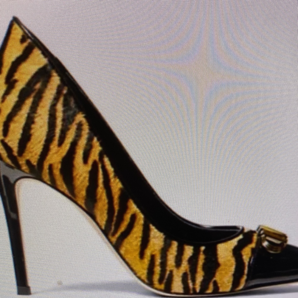 Clarks Tiger Stripe Heels with Black and Gold Accents